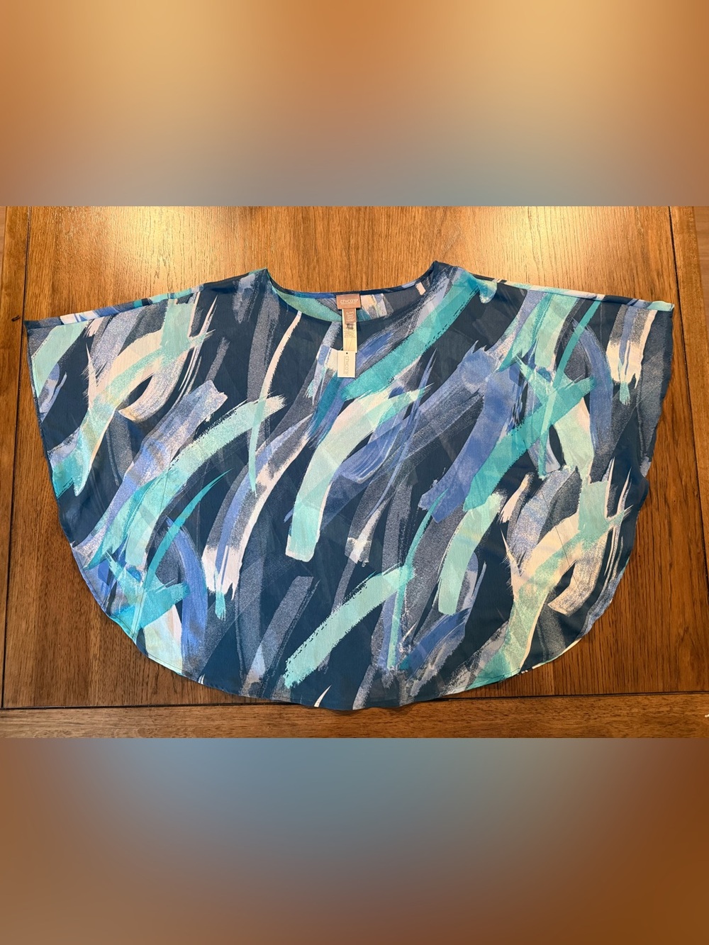 Chico's Navy Abstract Brushstroke Dolman Top